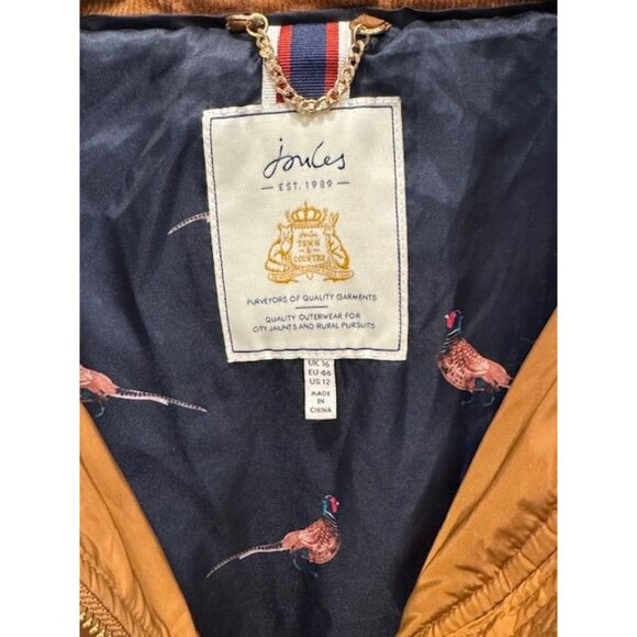 EUC Joules Chatham Womens Quilted Rust Longline Coat W/ Hood & Pockets US 12 - Picture 5 of 15